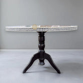 Bone Inlay Scroll-vine Design Round 4 Seating Dining Table